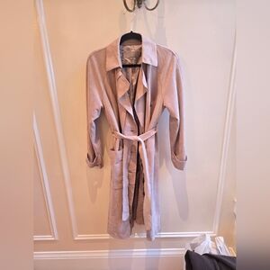 Women's Beige Suede Trench Coat